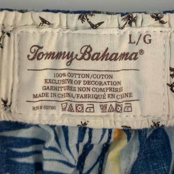 Tommy Bahama Mens Large Blue 100% Cotton Flower Design Drawstring Shorts - Picture 12 of 12
